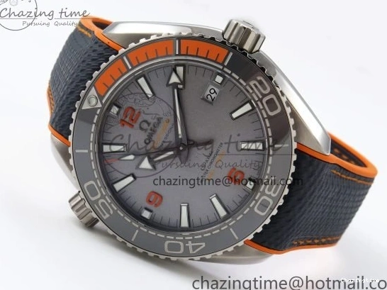 1226 Comfortable Planet Ocean 43.5mm SS VSF 1:1 Best Edition Black Orange Bezel Gray Dial on Nylon Strap A8900 Super Clone V 7730